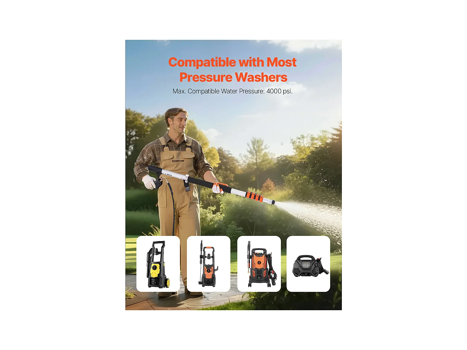 Lancia Telescopica SucceBuy Lancia Telescopica per Idropulitrice da 640 cm, 4000 PSI, 7 Ugelli