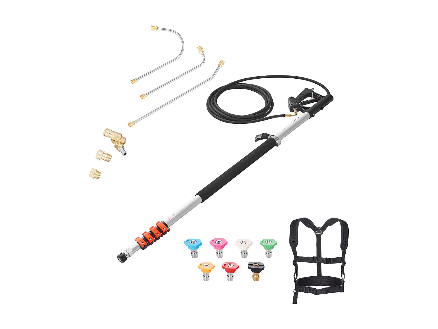 Lance Télescopique SucceBuy Lance Télescopique pour Nettoyeur Haute Pression de 640 cm, 4 000 psi, 7 Buses
