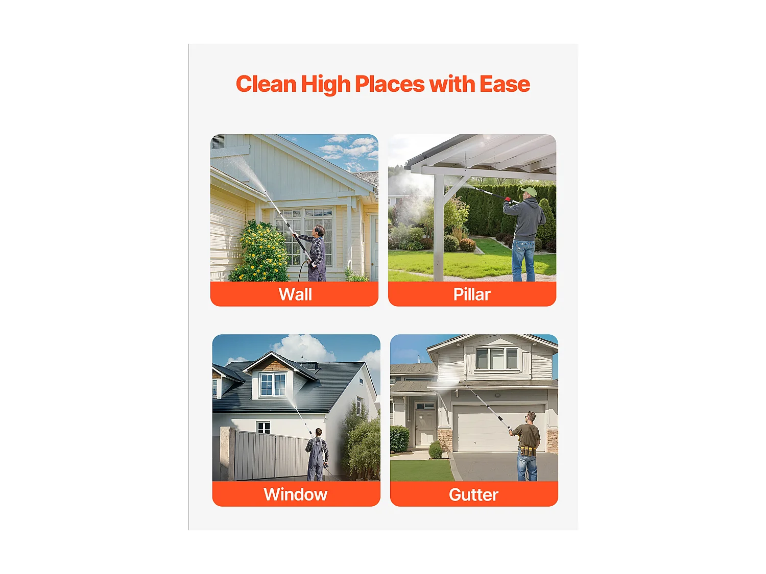 Lance Télescopique SucceBuy Lance Télescopique pour Nettoyeur Haute Pression de 640 cm, 4 000 psi, 7 Buses