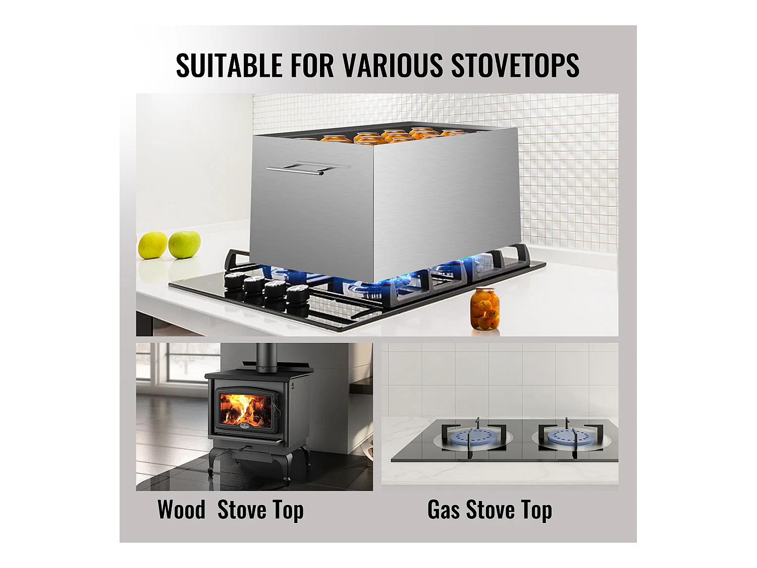 Marmite à Bain-Marie, SucceBuy Marmite à Bain-Marie en Acier Inoxydable de 15 Litres avec Support