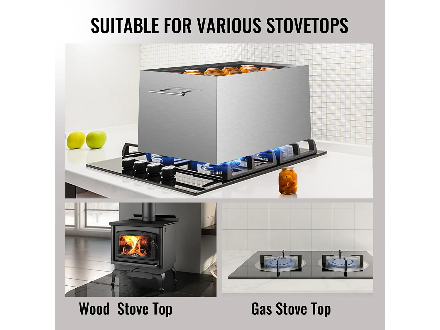 Marmite à Bain-Marie, SucceBuy Marmite à Bain-Marie en Acier Inoxydable de 15 Litres avec Support