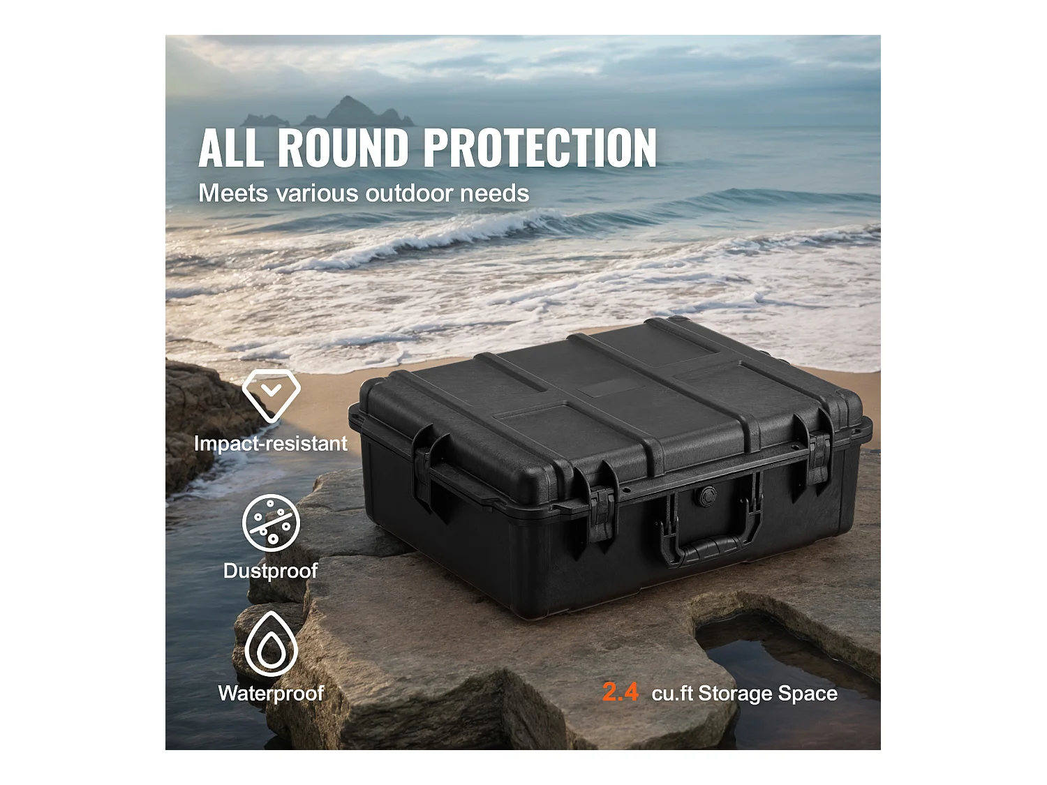 Custodia Rigida Resistente agli Agenti Atmosferici, SucceBuy Valigetta da 68 L con Maniglie, Fori per Lucchetto e Rivestimento in Schiuma