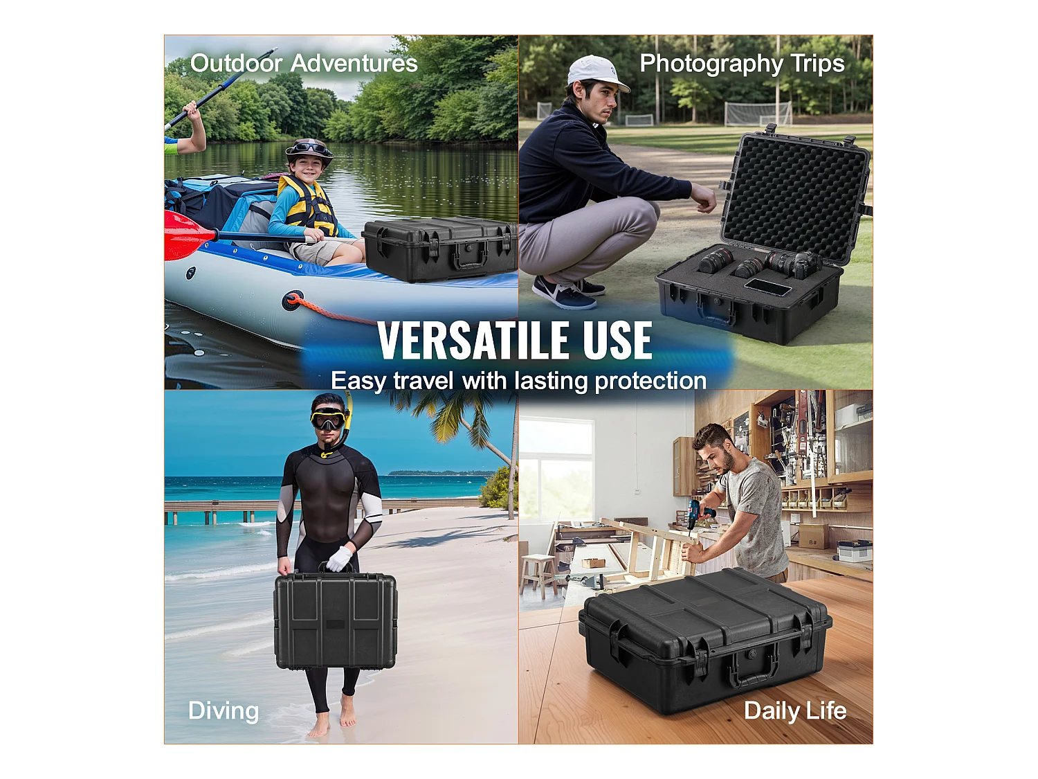 Custodia Rigida Resistente agli Agenti Atmosferici, SucceBuy Valigetta da 68 L con Maniglie, Fori per Lucchetto e Rivestimento in Schiuma