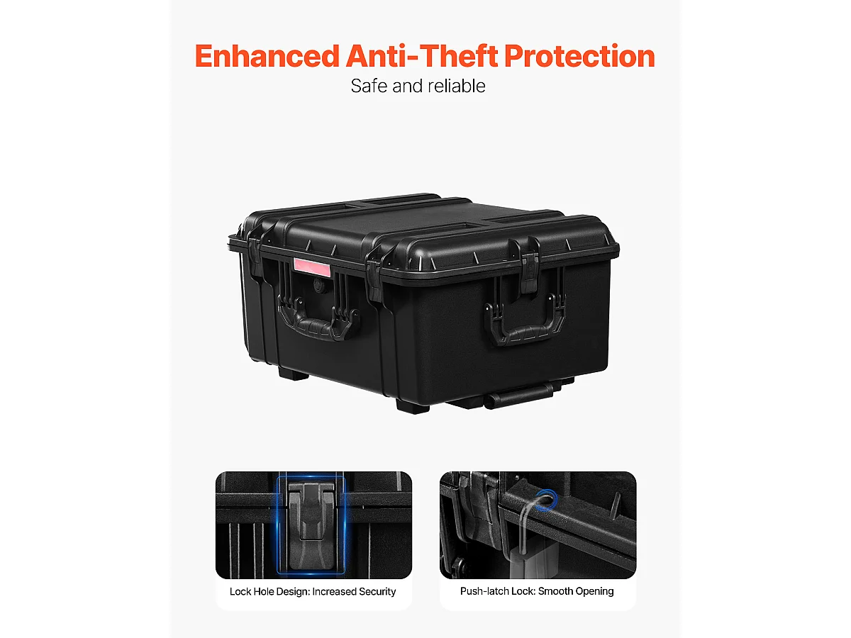 Estojo Rígido Resistente às Intempéries, SucceBuy Mala Estanque de 99 L com Rodas e Alça, Preta