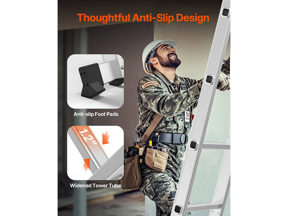 Échelle Pliante Polyvalente SucceBuy 7 en 1, 4 Marches, Hauteur 4,6 m