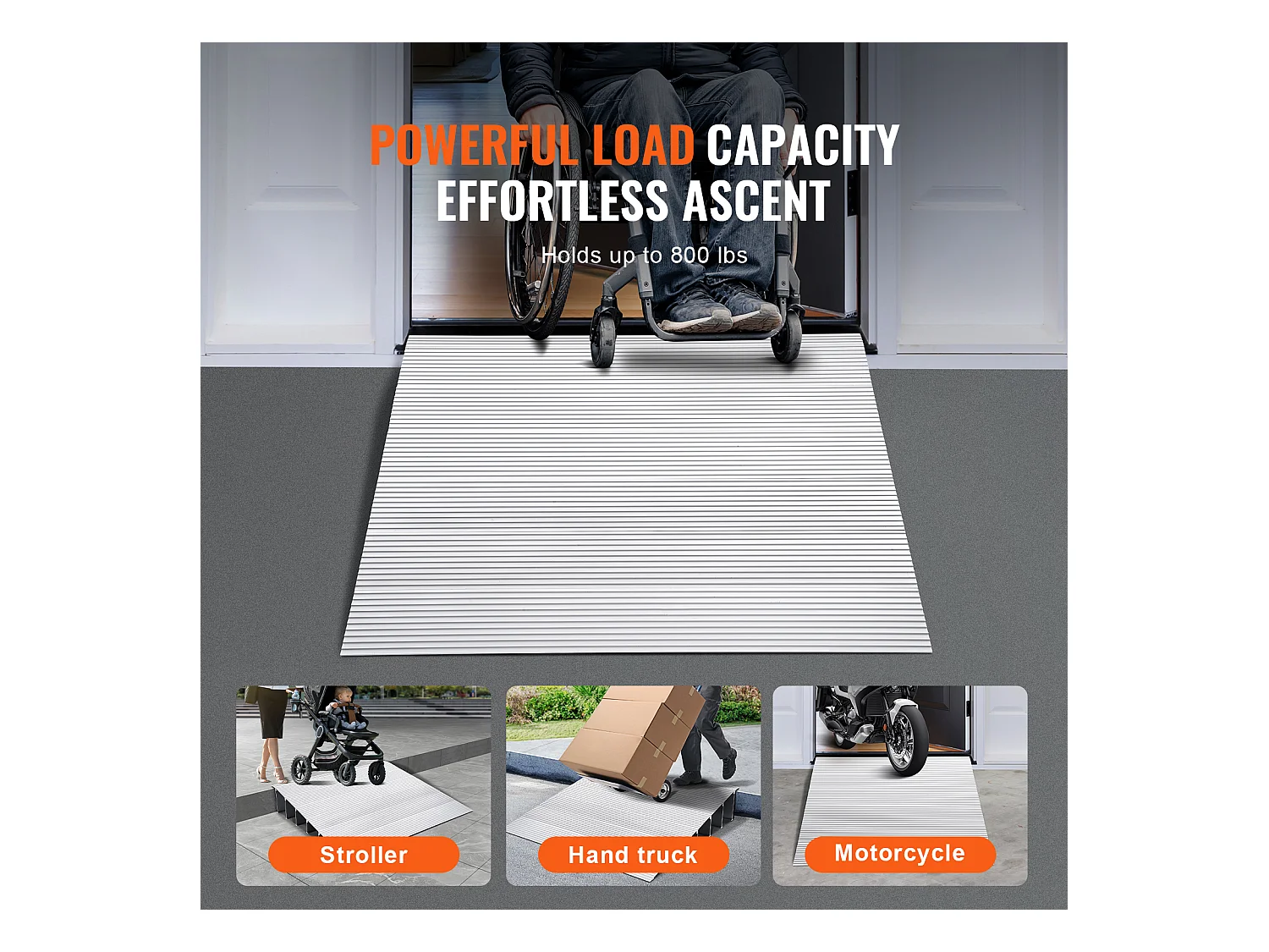 Rampe de Seuil en Aluminium SucceBuy, élévation de 15.24cm, 363kg pour Fauteuils Roulants, Scooters