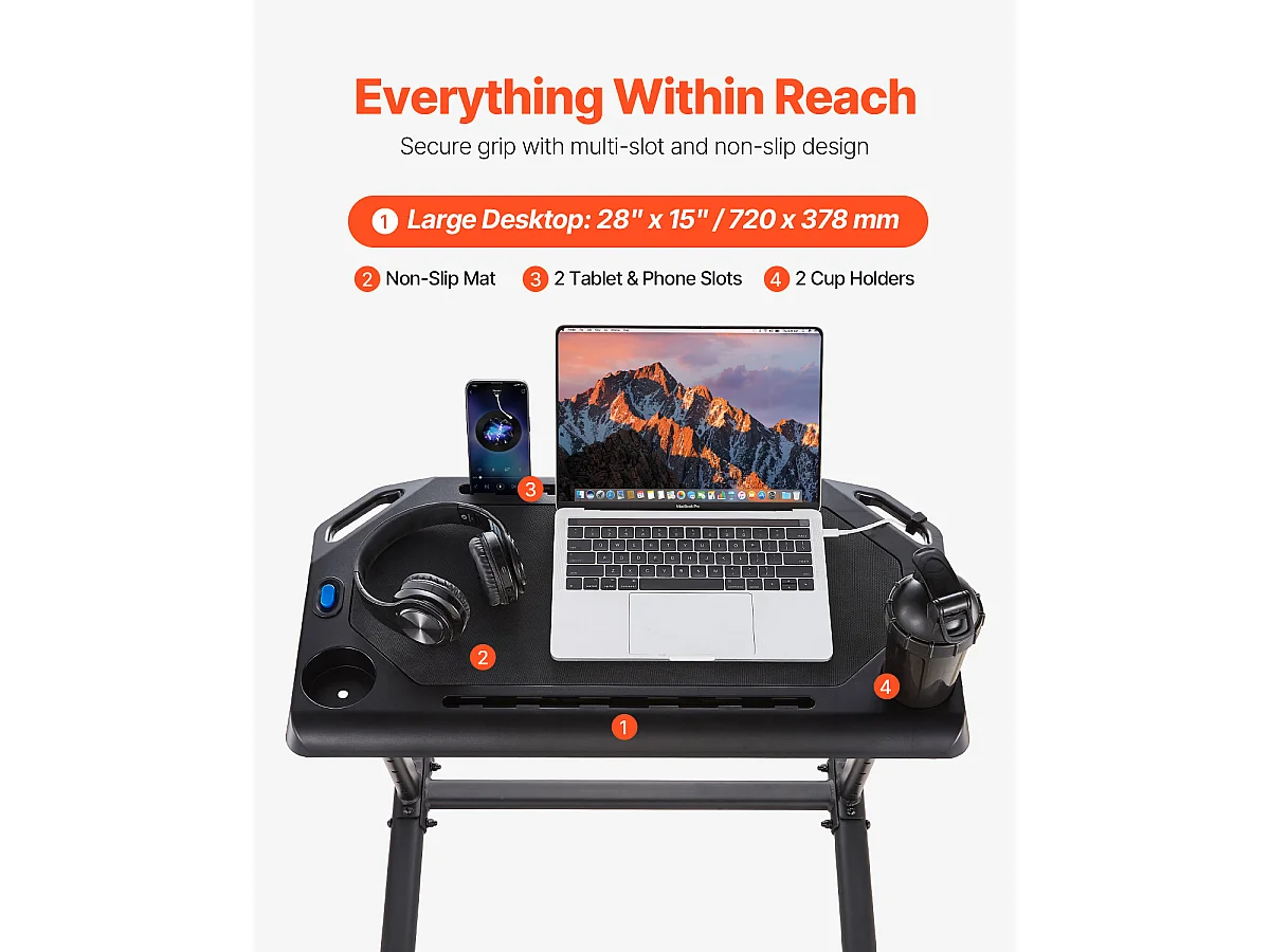 Stationair Fietsbureau SucceBuy Mobiel Fietsbureau, Opvouwbaar Fitnessbureau met Vergrendelbaar Wiel voor Fitness