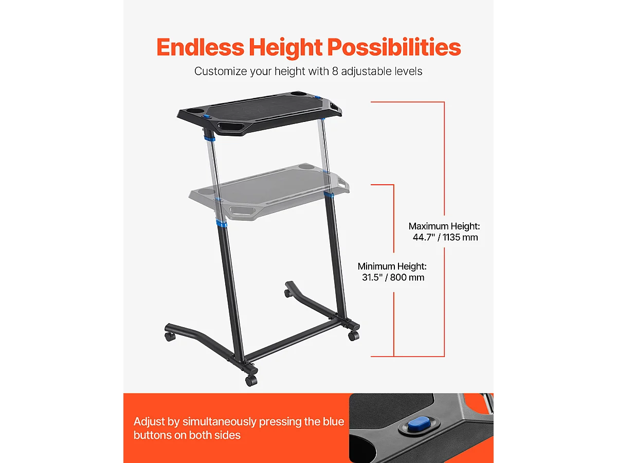 Stationair Fietsbureau SucceBuy Mobiel Fietsbureau, Opvouwbaar Fitnessbureau met Vergrendelbaar Wiel voor Fitness