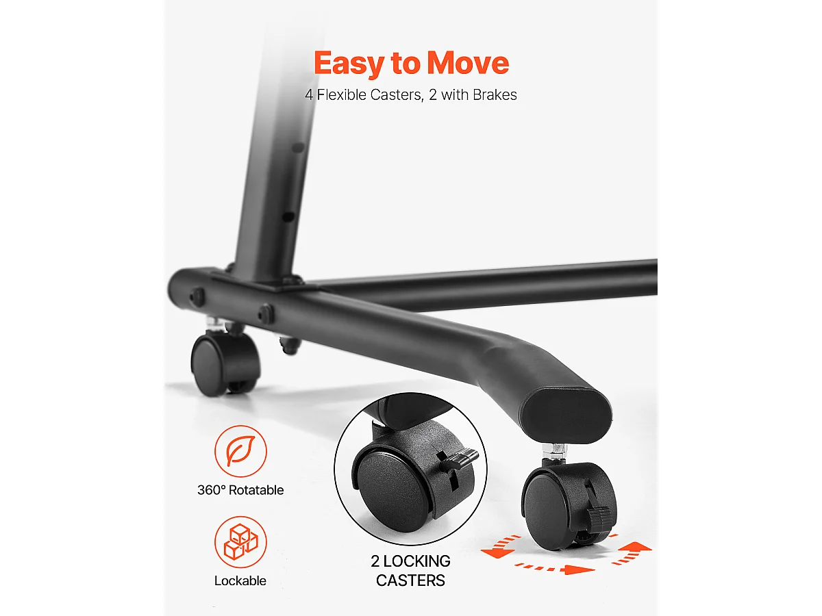 Stationair Fietsbureau SucceBuy Mobiel Fietsbureau, Opvouwbaar Fitnessbureau met Vergrendelbaar Wiel voor Fitness