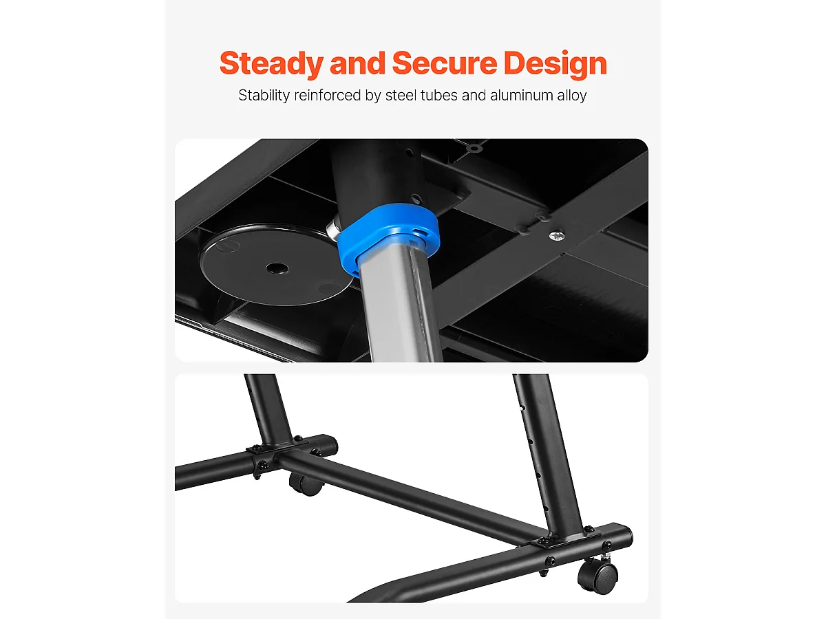 Stationair Fietsbureau SucceBuy Mobiel Fietsbureau, Opvouwbaar Fitnessbureau met Vergrendelbaar Wiel voor Fitness