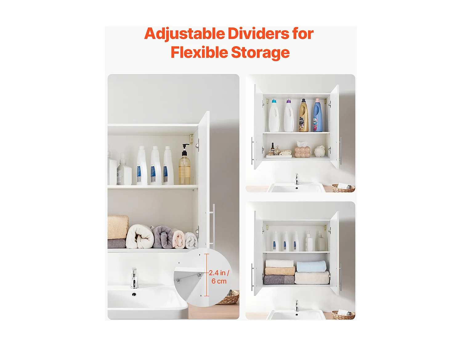 Armoire Murale SucceBuy Armoire Murale de Buanderie avec 2 Portes et 2 Niveaux, 81,5 cm