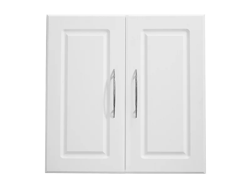 Wandschrank SucceBuy 2-stöckiger Wandschrank mit Verstellbarem Regalboden, Hängeschrank mit 2 Türen, Aufbewahrungslösung, Maße: 30 x 60 x 60 cm, Weiß