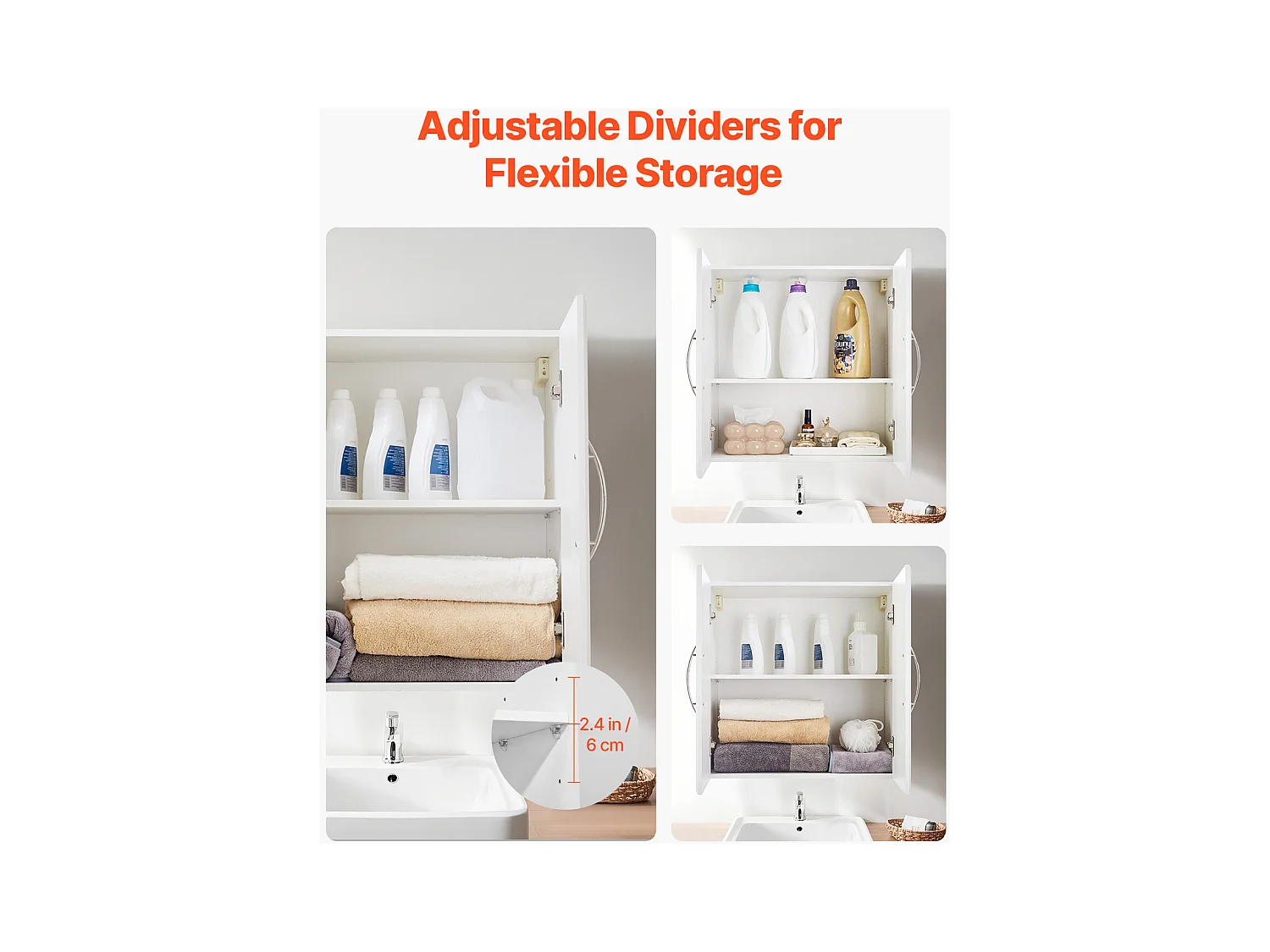 Mobiletto da Parete SucceBuy Mobiletto da Parete per Lavanderia con 2 Ante, Bianco, 60 cm