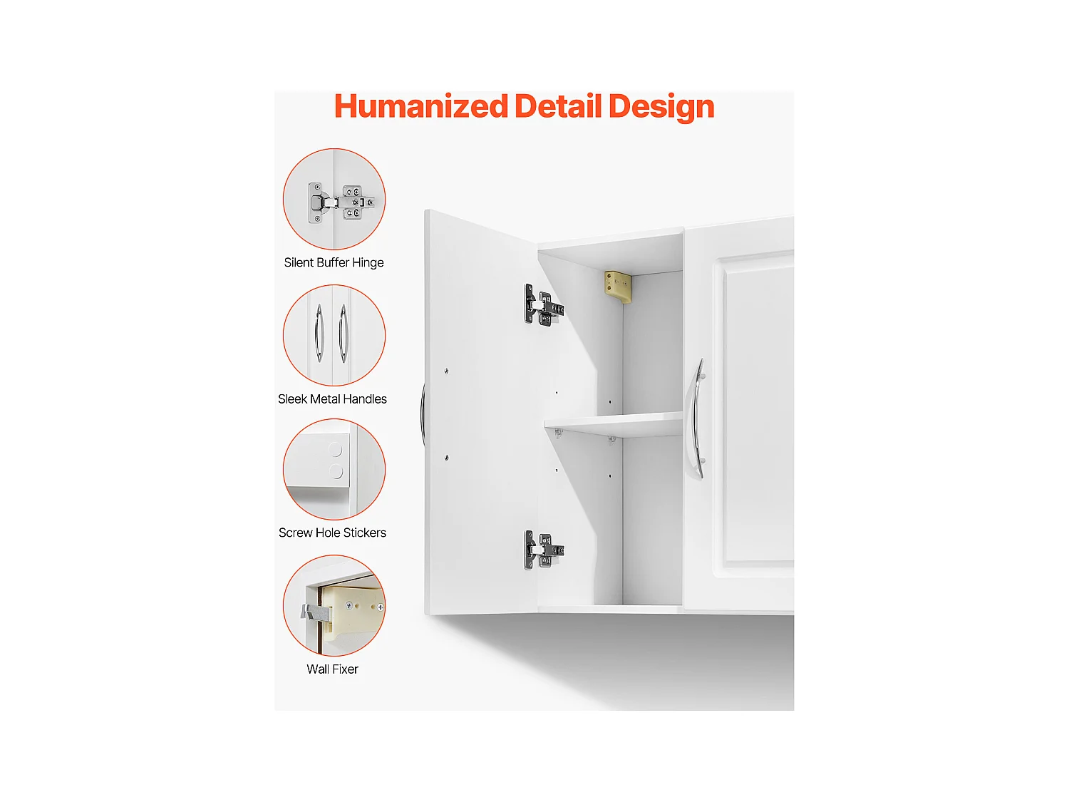 Mobiletto da Parete SucceBuy Mobiletto da Parete per Lavanderia con 2 Ante, Bianco, 60 cm