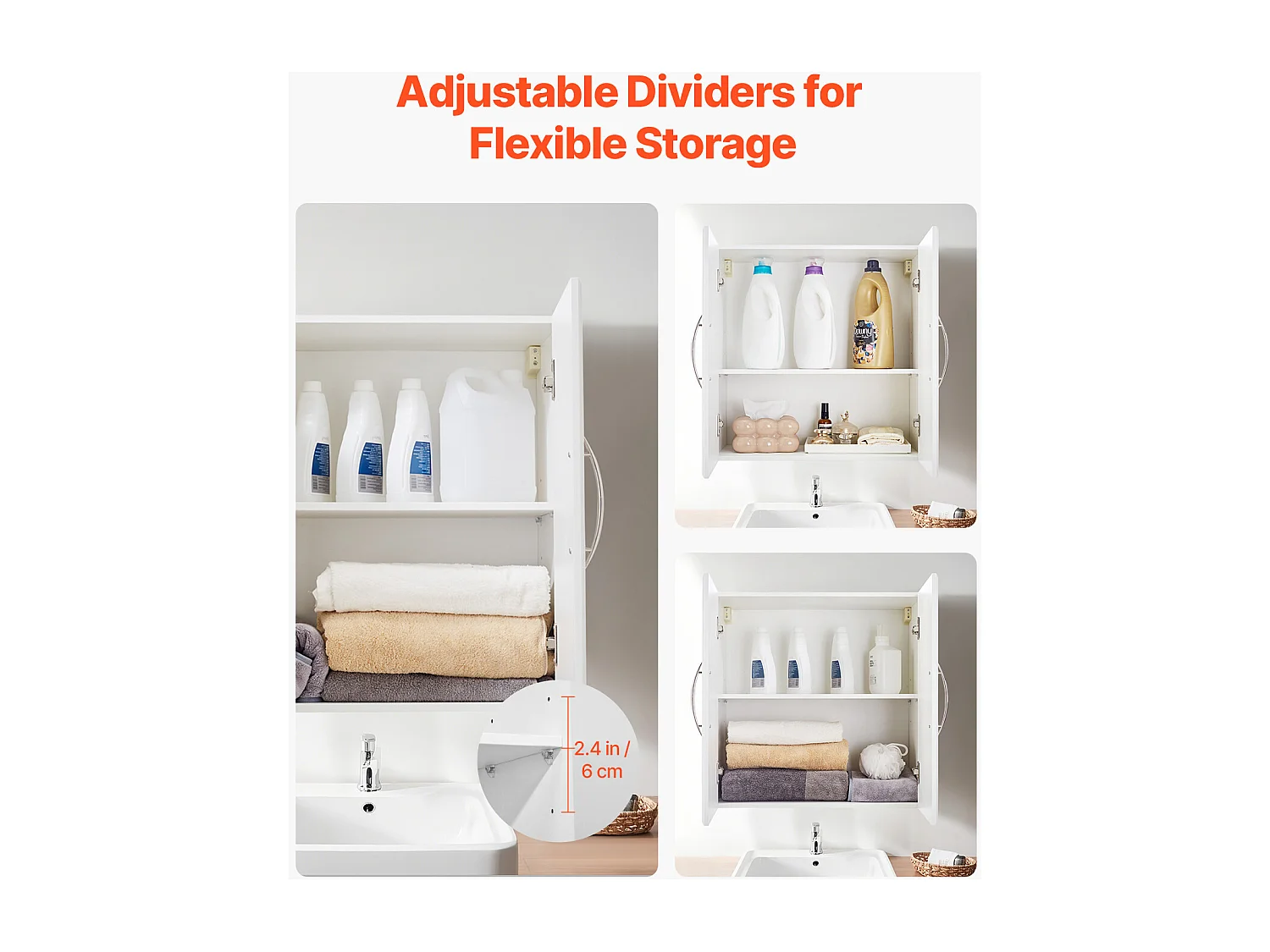 Szafka Ścienna SucceBuy 60 cm Szafka Ścienna do Przechowywania Prania z 2 Drzwiami, Biała