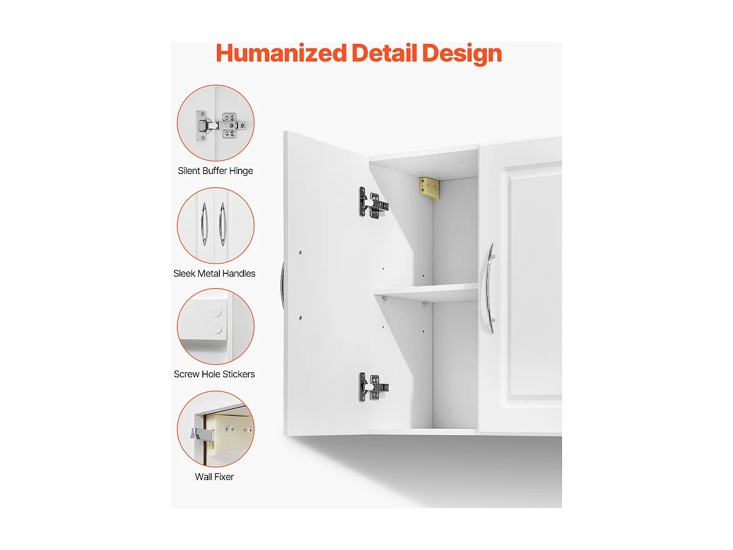 Szafka Ścienna SucceBuy 60 cm Szafka Ścienna do Przechowywania Prania z 2 Drzwiami, Biała