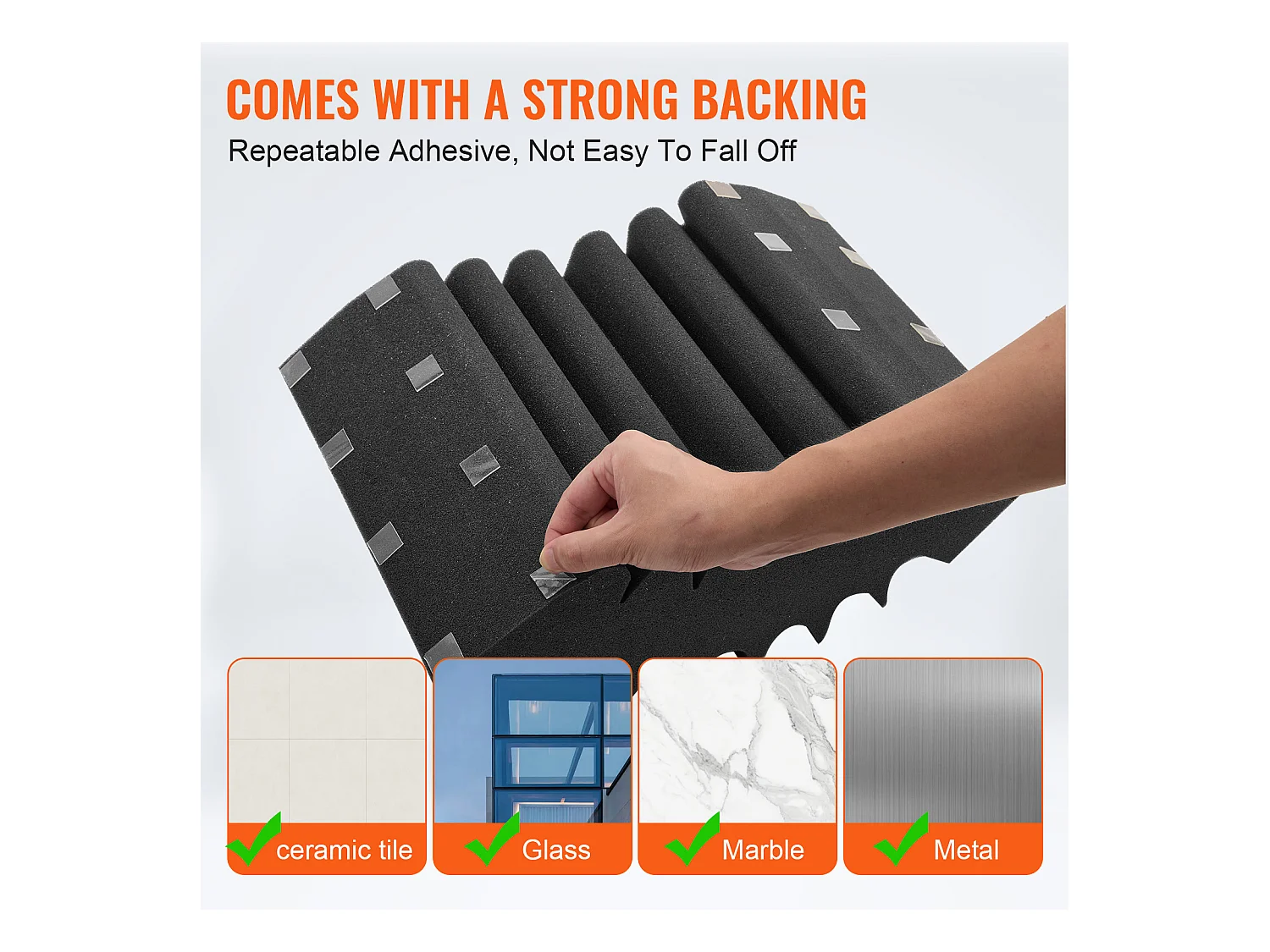 Akoestische Schuimpanelen SucceBuy 4-Pack 42x16x30cm Akoestische Schuimpanelen (Lijm) voor Wand en Plafond