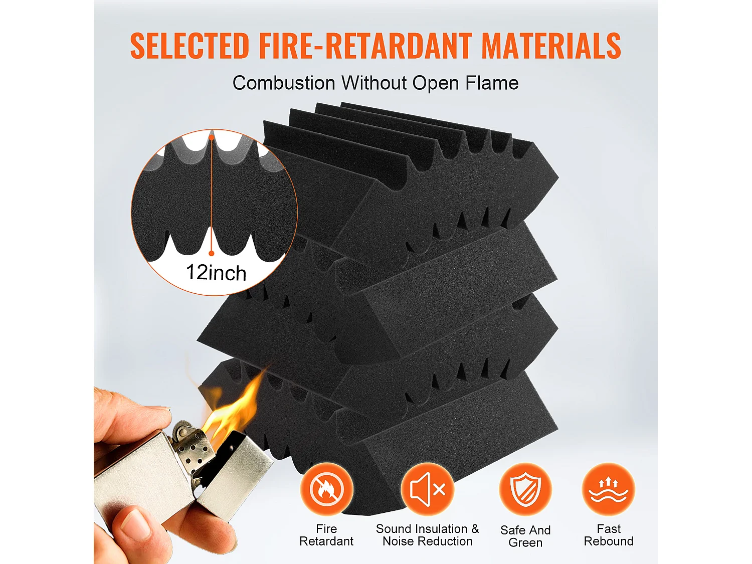 Panneaux en Mousse Acoustique SucceBuy Lot de 4 Panneaux en Mousse Acoustique 42 x 16 x 30 cm Adhésif pour Mur et Plafond