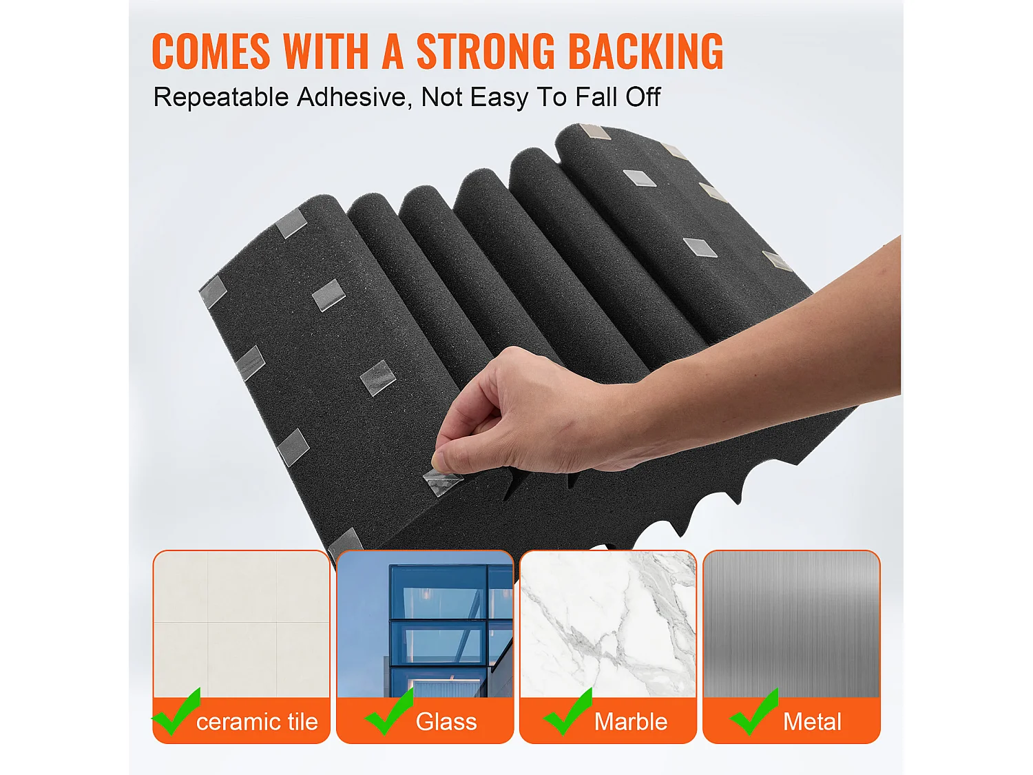 Panneaux en Mousse Acoustique SucceBuy Lot de 4 Panneaux en Mousse Acoustique 42 x 16 x 30 cm Adhésif pour Mur et Plafond