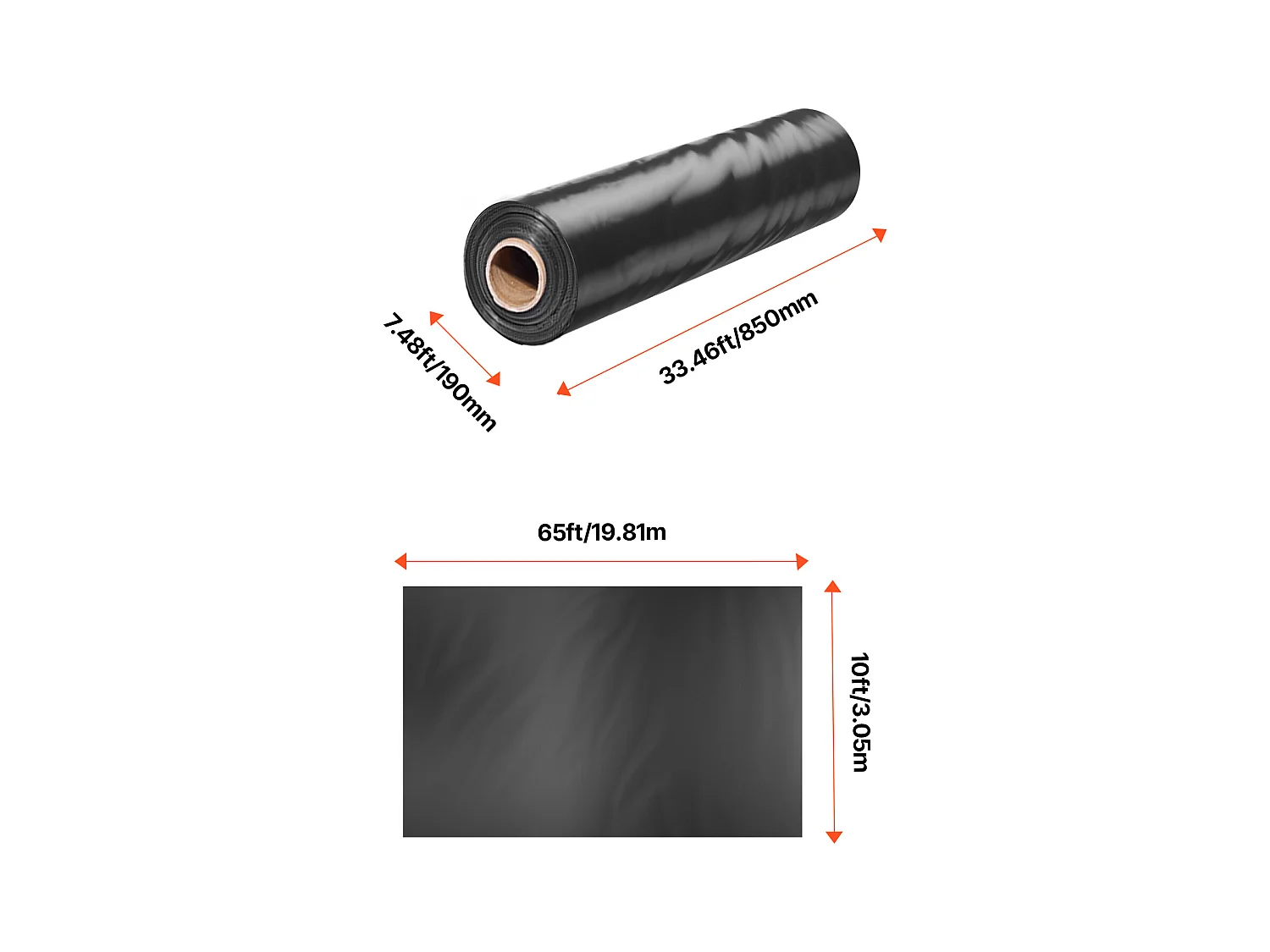 Lona de Plástico Resistente SucceBuy Rollo de Película de Plástico de 0,25 mm, 305 x 1981 cm, Película Blanca y Negra de Alta Resistencia