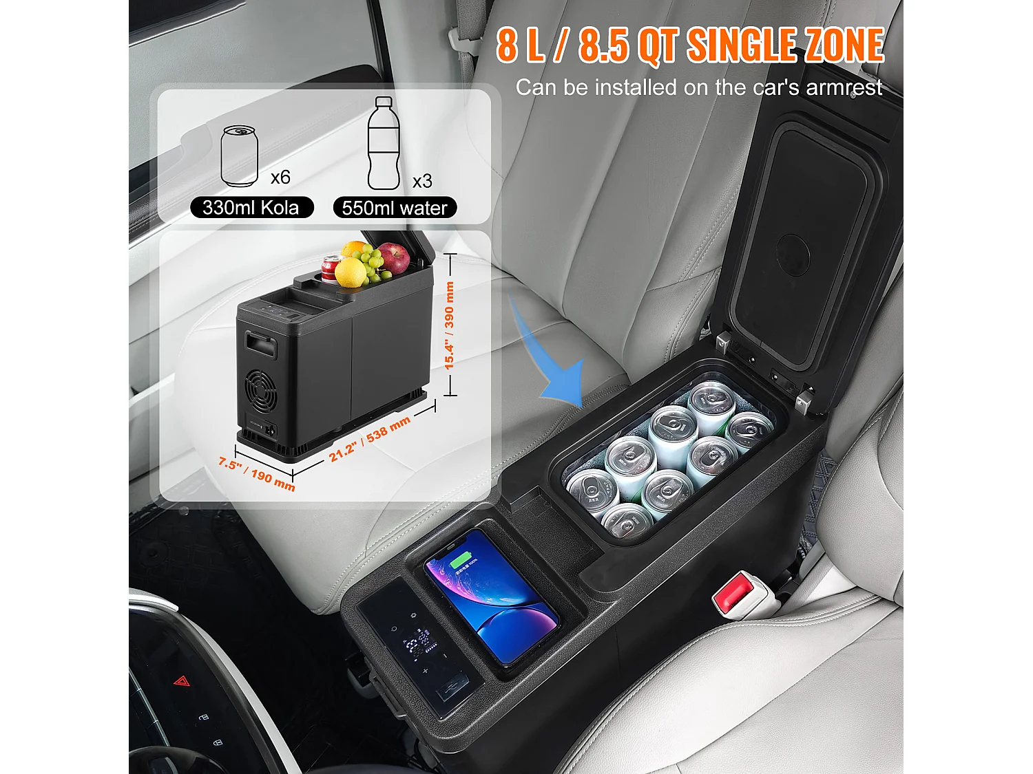 Réfrigérateur de Voiture Portable SucceBuy 8 L Zone Unique pour Voiture et Maison