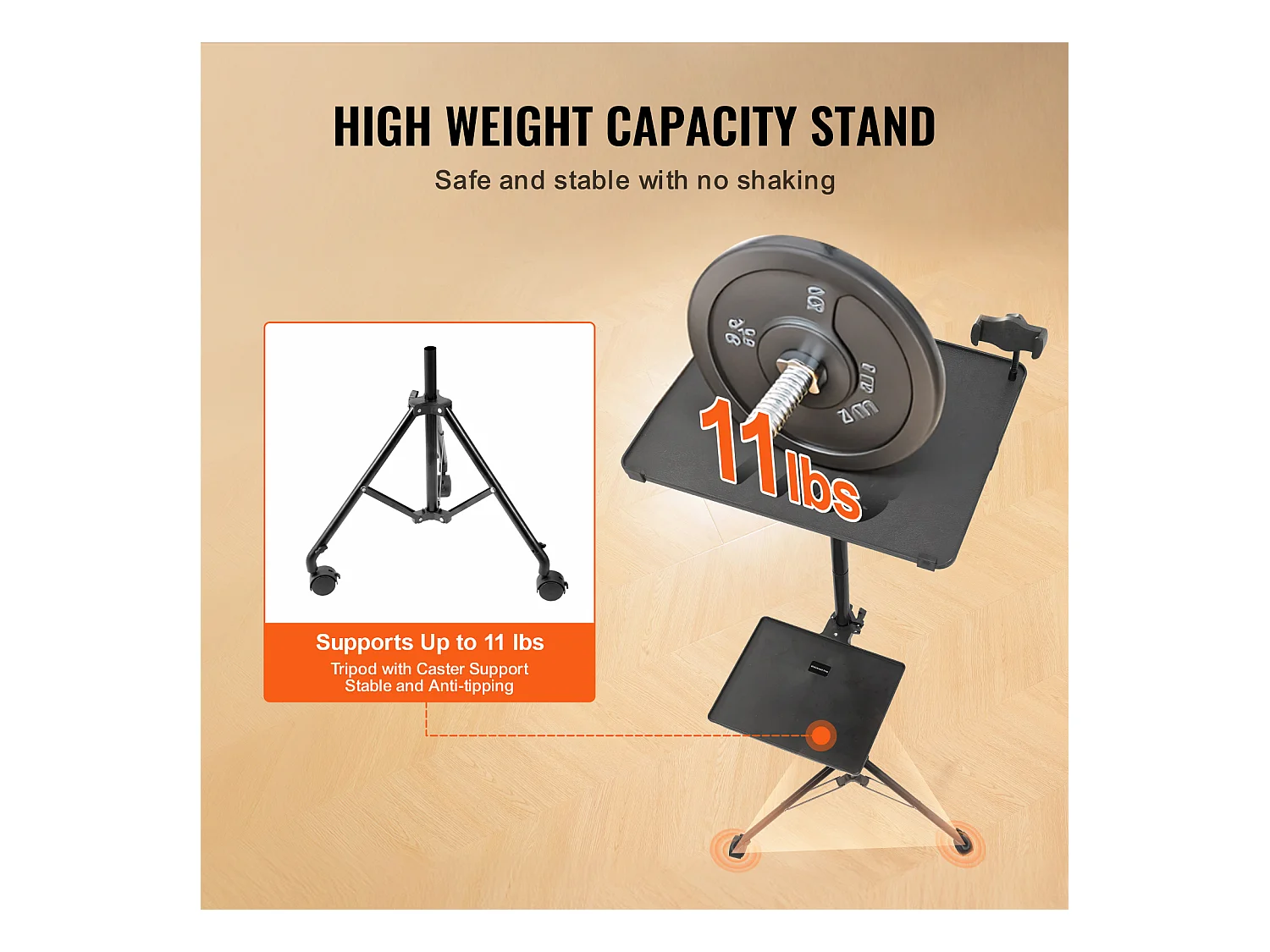 Support pour Vidéoprojecteur SucceBuy Support de Projecteur avec Roulettes, Trépied pour Ordinateur Portable, Hauteur 80 à 170 cm