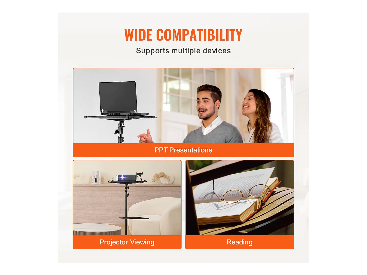 Support pour Vidéoprojecteur SucceBuy Support de Projecteur avec Roulettes, Trépied pour Ordinateur Portable, Hauteur 80 à 170 cm
