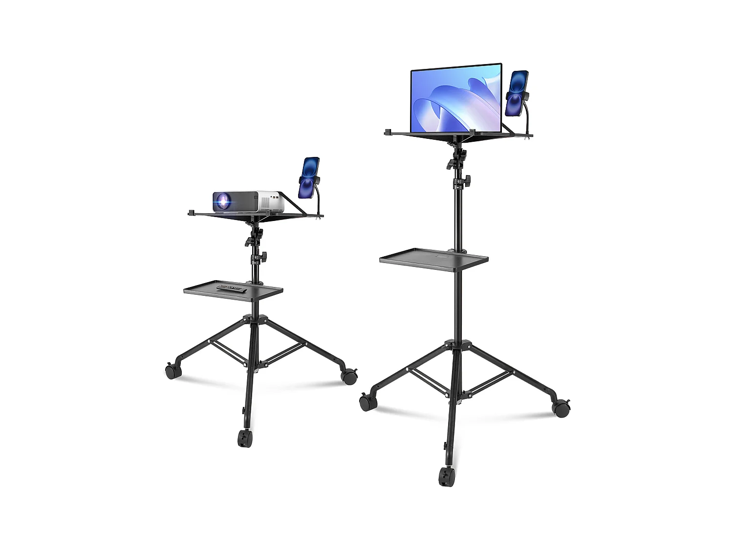 Projektorhalterung SucceBuy Projektorständer mit Rollen, Laptop-Stativ, Höhe 80 bis 170 cm