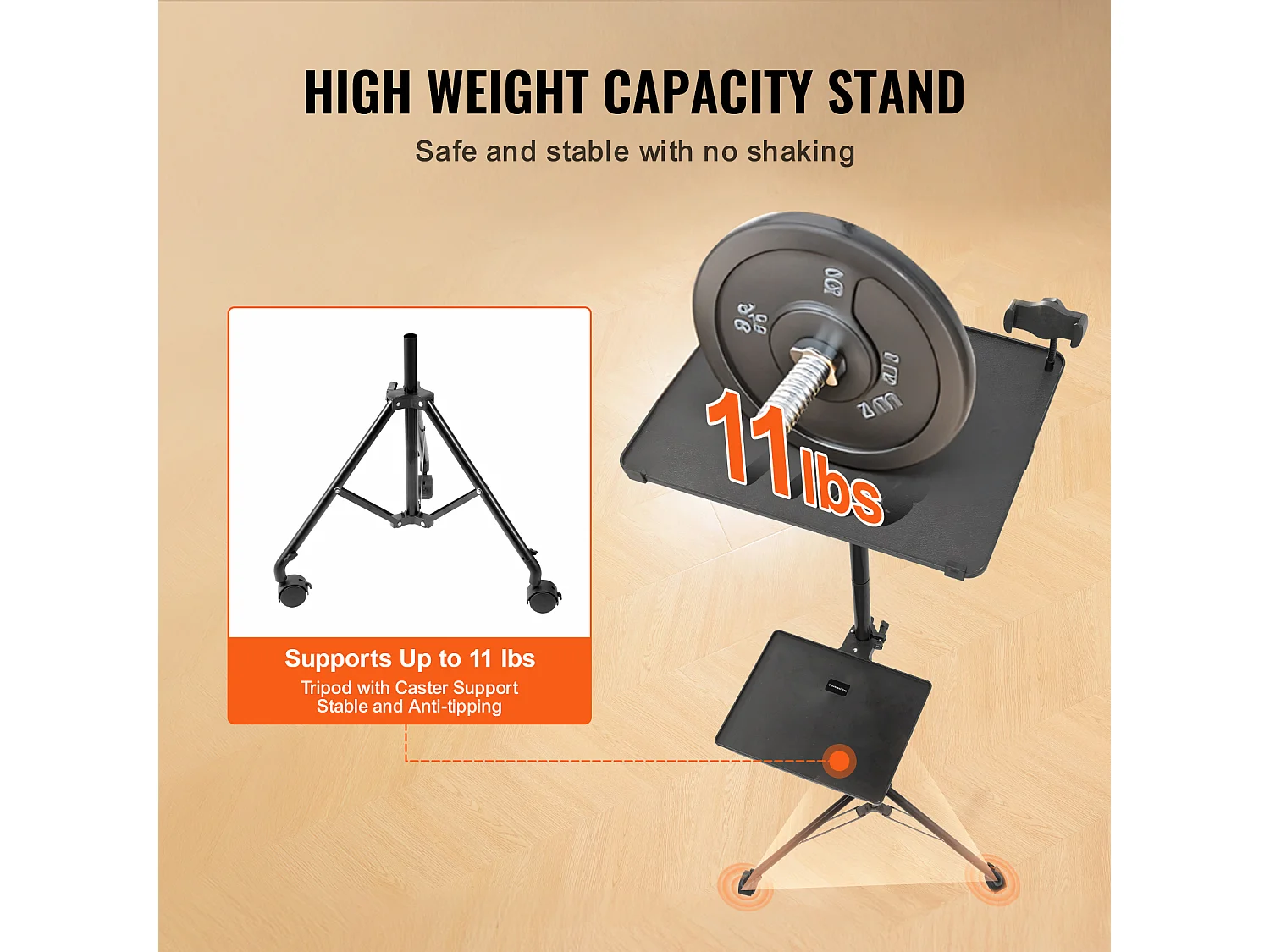 Support pour Vidéoprojecteur SucceBuy Support de Projecteur avec Roulettes, Trépied pour Ordinateur Portable, Hauteur 80 à 170 cm