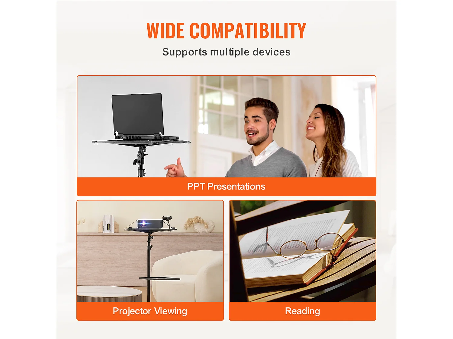 Support pour Vidéoprojecteur SucceBuy Support de Projecteur avec Roulettes, Trépied pour Ordinateur Portable, Hauteur 80 à 170 cm