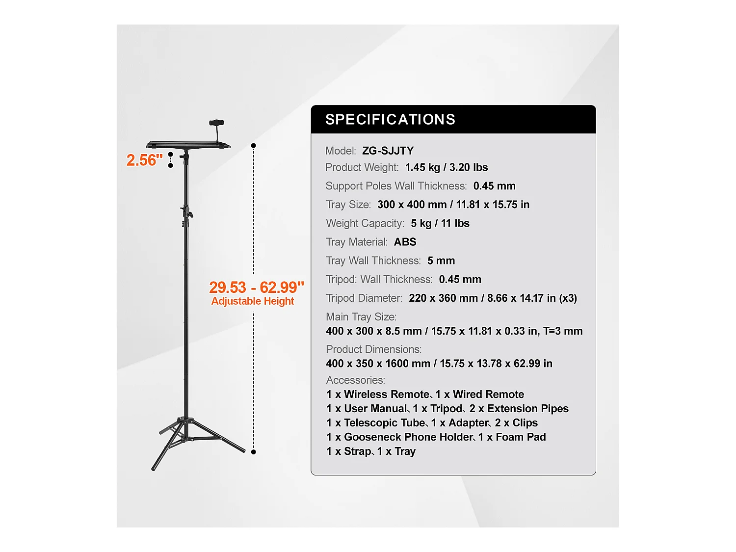 Supporto per Proiettore SucceBuy Supporto per Proiettore, Treppiede per Laptop, Altezza Regolabile da 685 a 1600 cm