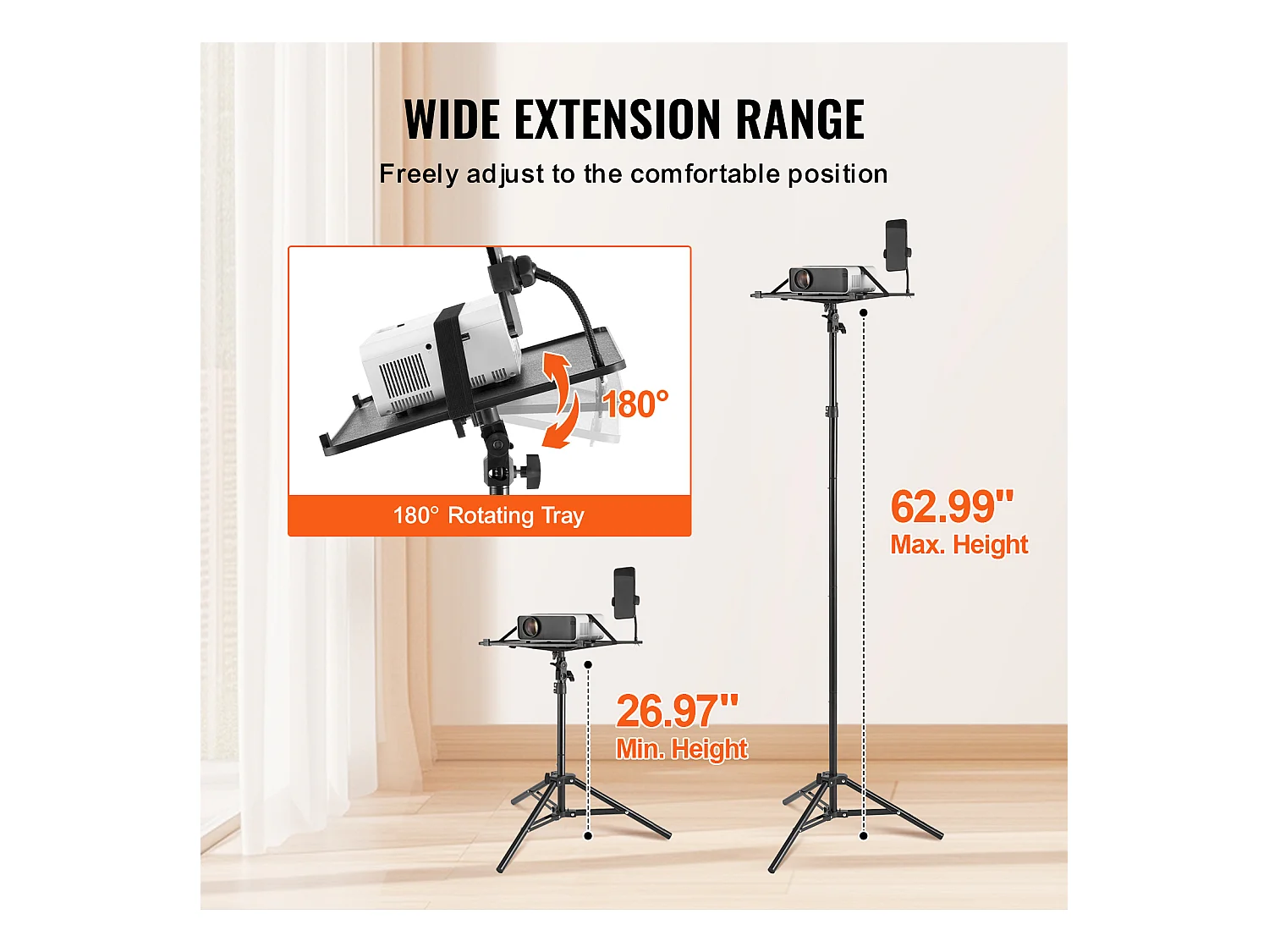 Supporto per Proiettore SucceBuy Supporto per Proiettore, Treppiede per Laptop, Altezza Regolabile da 685 a 1600 cm