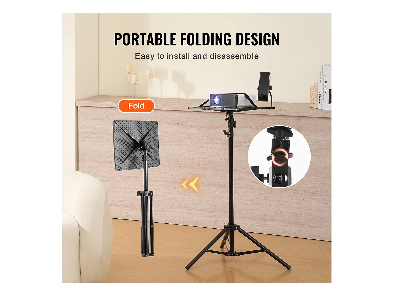 Supporto per Proiettore SucceBuy Supporto per Proiettore, Treppiede per Laptop, Altezza Regolabile da 685 a 1600 cm