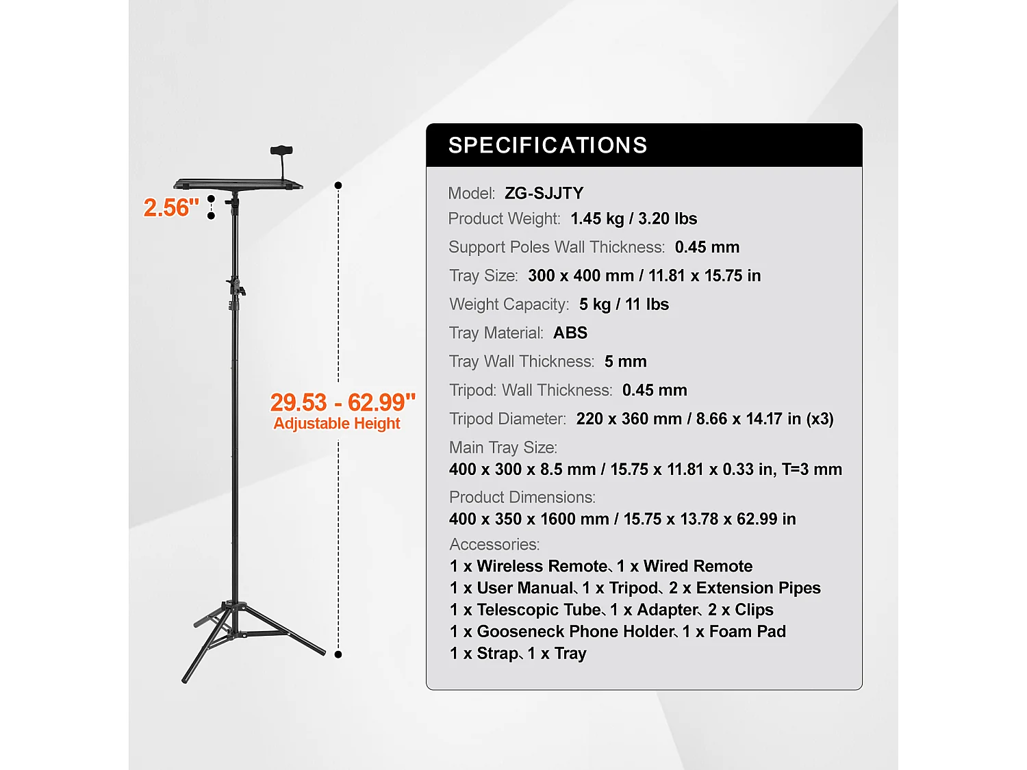 Uchwyt Projektora SucceBuy Stojak do Projektora, Statyw do Laptopa, Regulacja Wysokości od 685 do 1600 cm