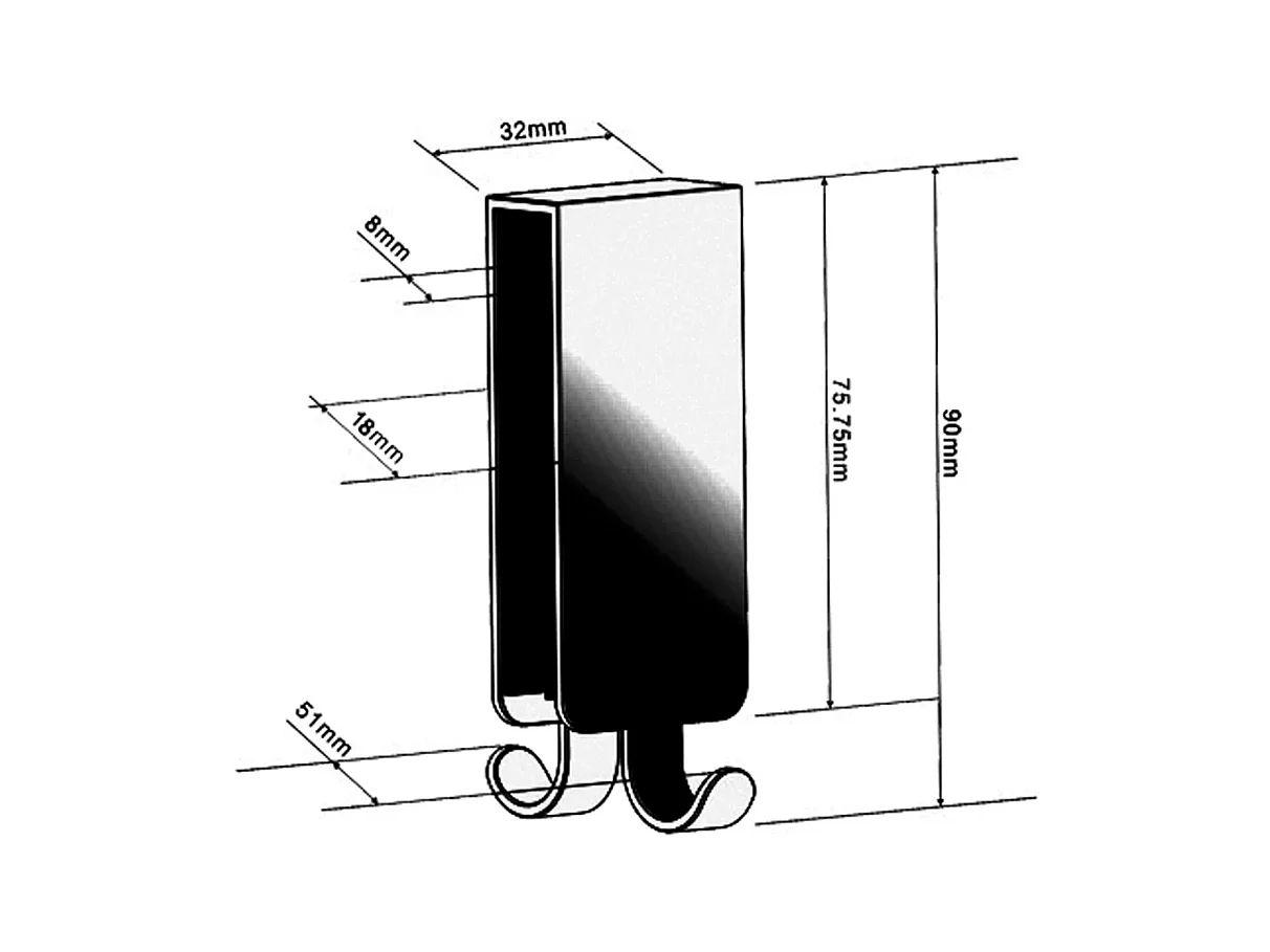 Crochet de Douche Inox pour Paroi 8-10 mm - Fixation Sans Perçage, Design Élégant Argenté
