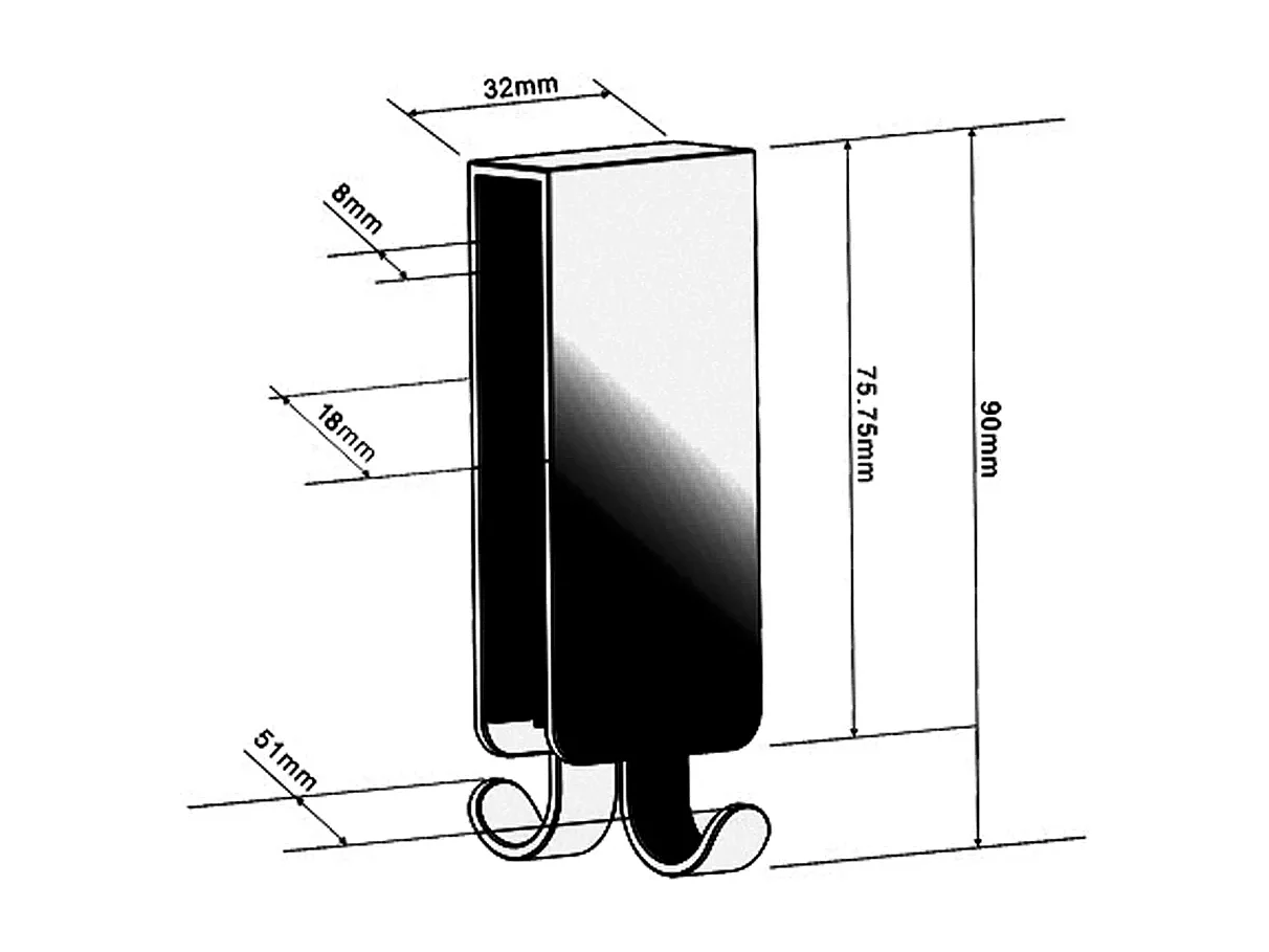 Crochet de Douche Inox pour Paroi 8-10 mm - Fixation Sans Perçage, Design Élégant Argenté