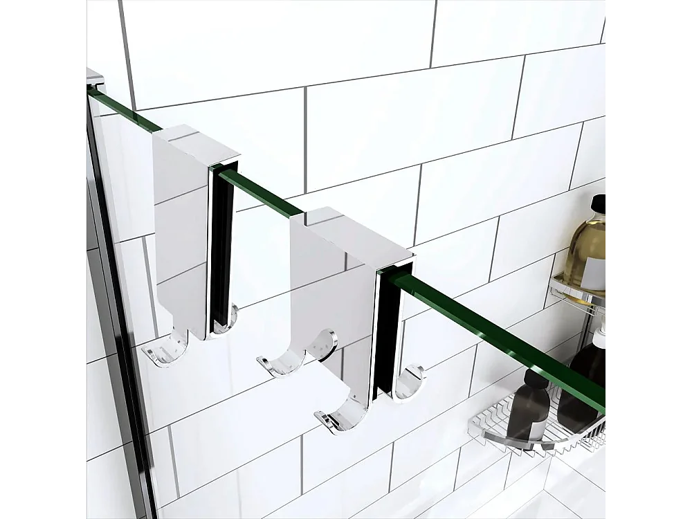 Crochet de Douche Inox pour Paroi 8-10 mm - Fixation Sans Perçage, Design Élégant Argenté