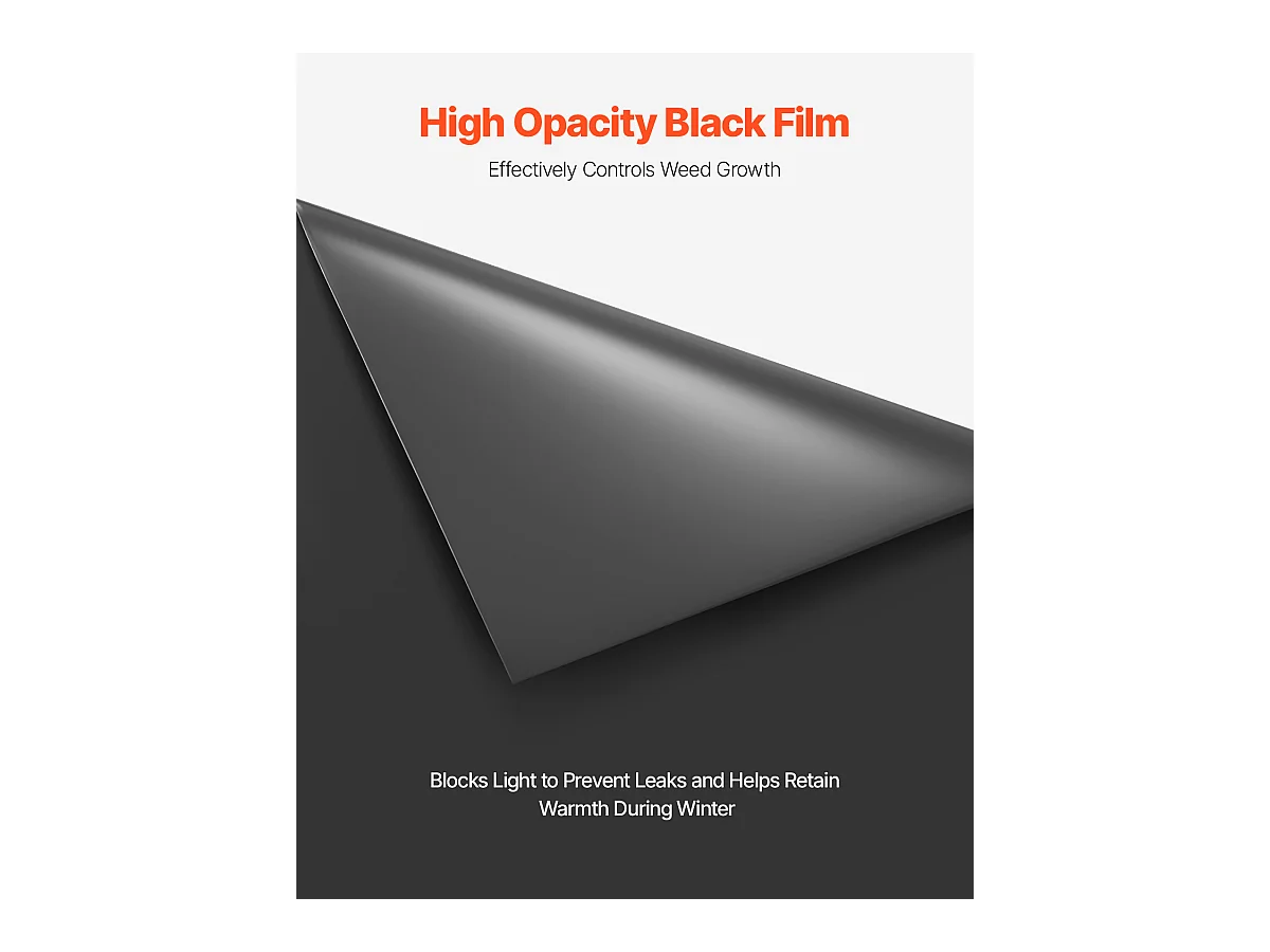 Bâche Plastique Robuste SucceBuy Rouleau de Feuille de Plastique 0.15 mm, 731.5 x 3048 cm en Polyéthylène Robuste Noir
