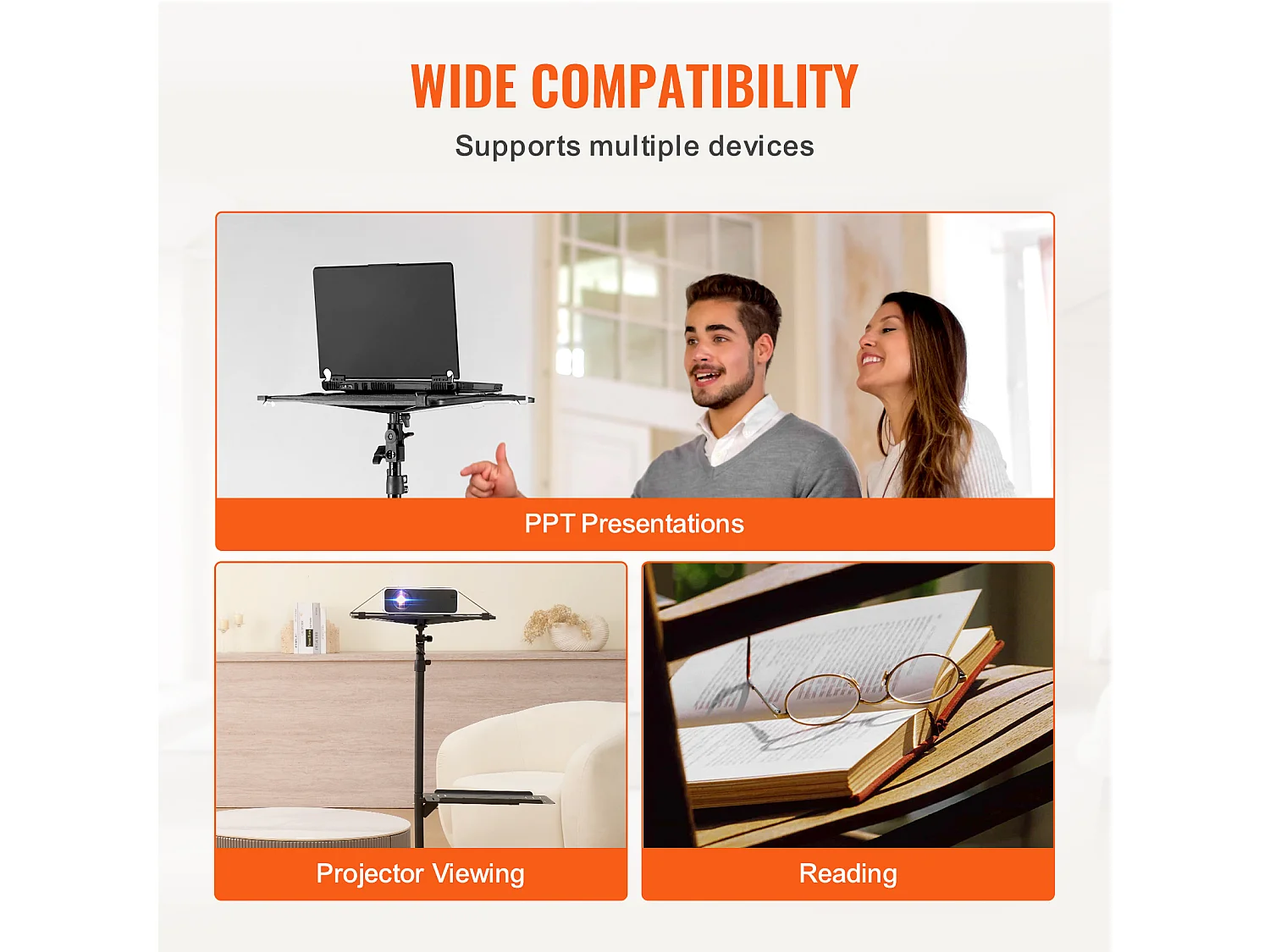 Support pour Vidéoprojecteur SucceBuy Support de Projecteur avec Roulettes, Support de Sol, Hauteur 58 à 145 cm