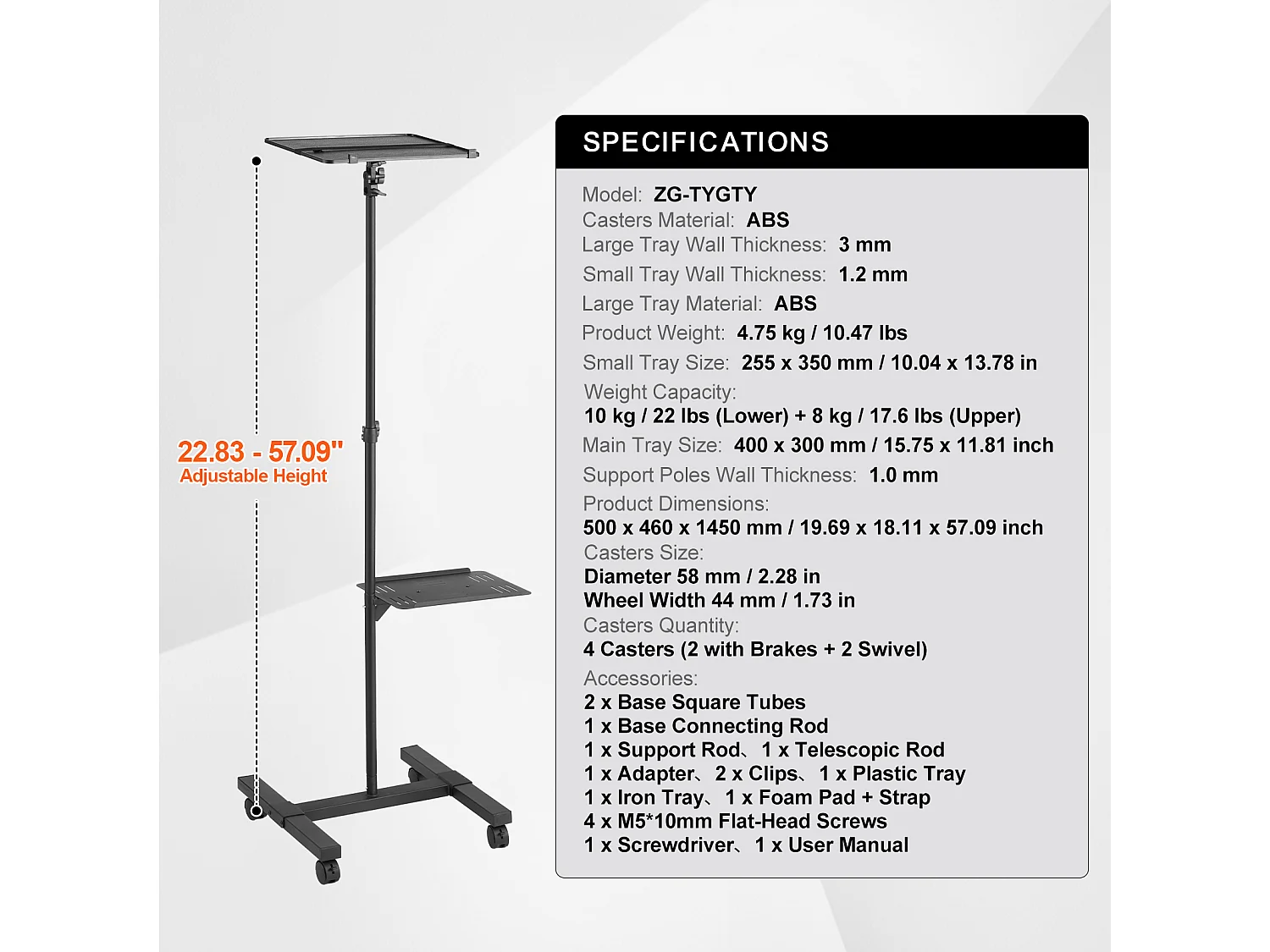 Soporte para Proyector SucceBuy Soporte para Proyector con Ruedas, Soporte de Suelo, Altura de 58 a 145 cm