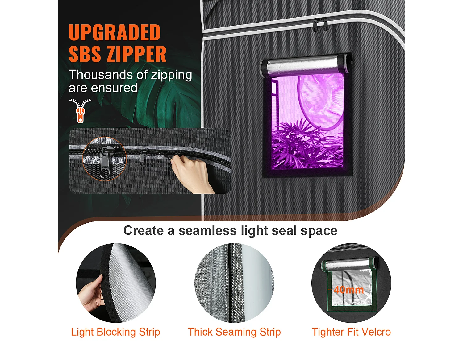 Tienda de Cultivo SucceBuy Armario de Cultivo de 122 x 61 x 183 cm con Ventana y Bandeja