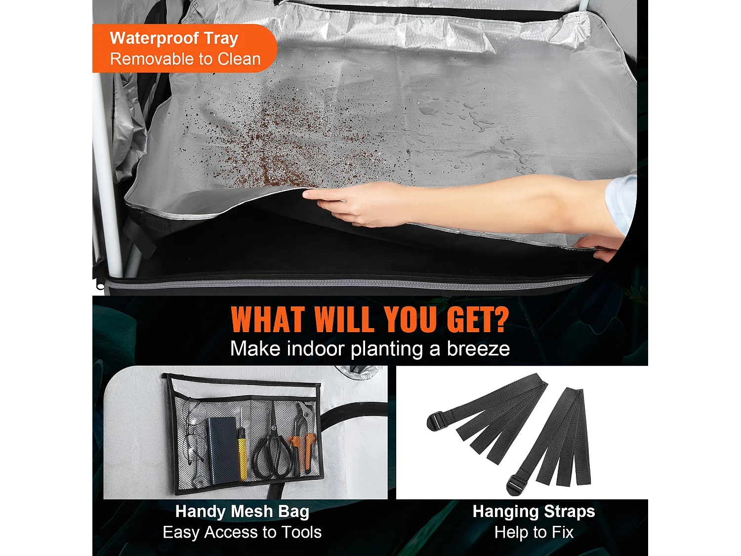 Tienda de Cultivo SucceBuy Armario de Cultivo de 122 x 61 x 183 cm con Ventana y Bandeja