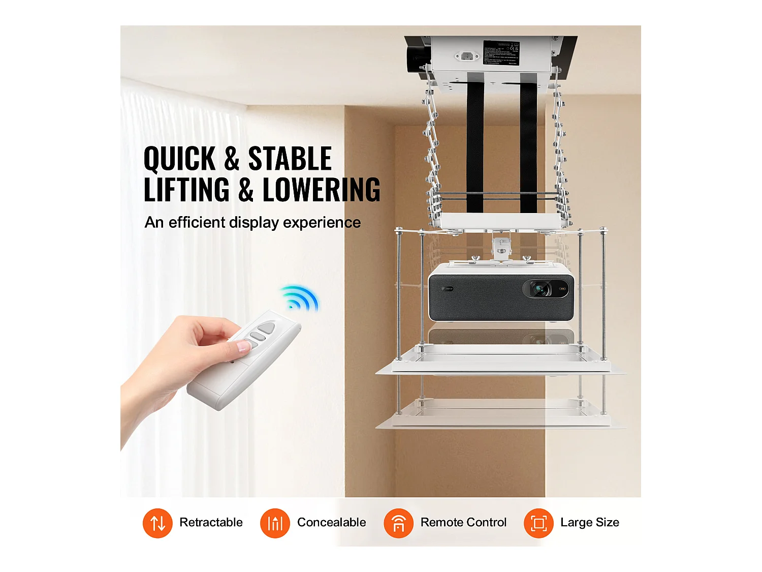 Supporto per Proiettore SucceBuy Supporto per Proiettore Motorizzato, Altezza Regolabile da 150 cm