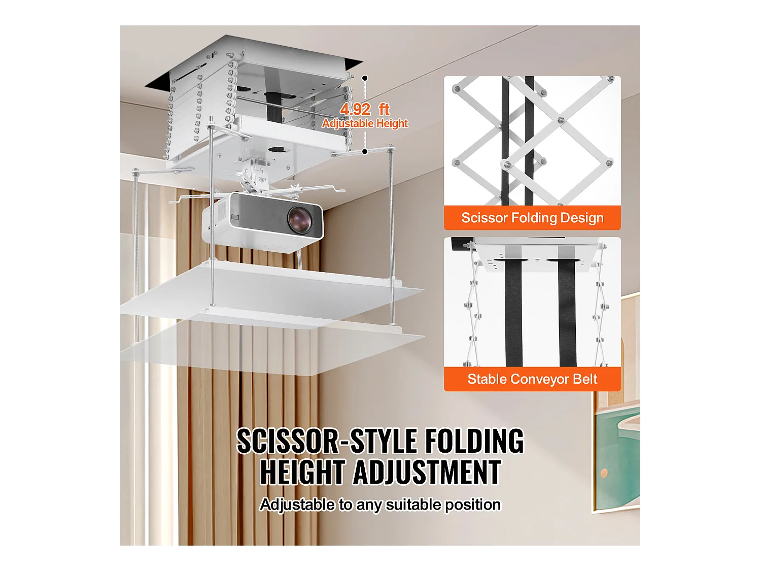 Supporto per Proiettore SucceBuy Supporto per Proiettore Motorizzato, Altezza Regolabile da 150 cm