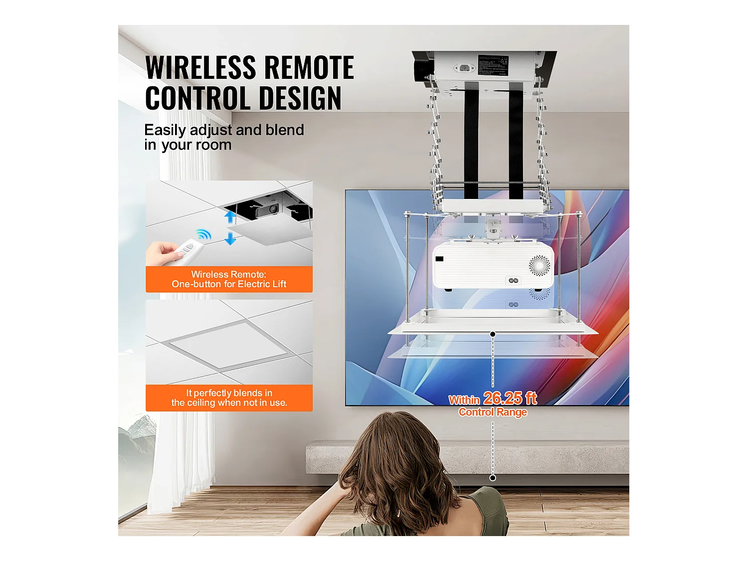 Supporto per Proiettore SucceBuy Supporto per Proiettore Motorizzato, Altezza Regolabile da 150 cm