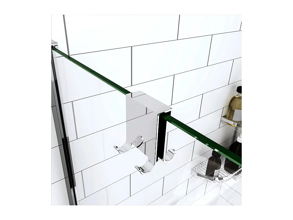 Crochets Doubles en Inox pour Paroi de Douche 8-10 mm - Fixation Sans Perçage, Style Moderne