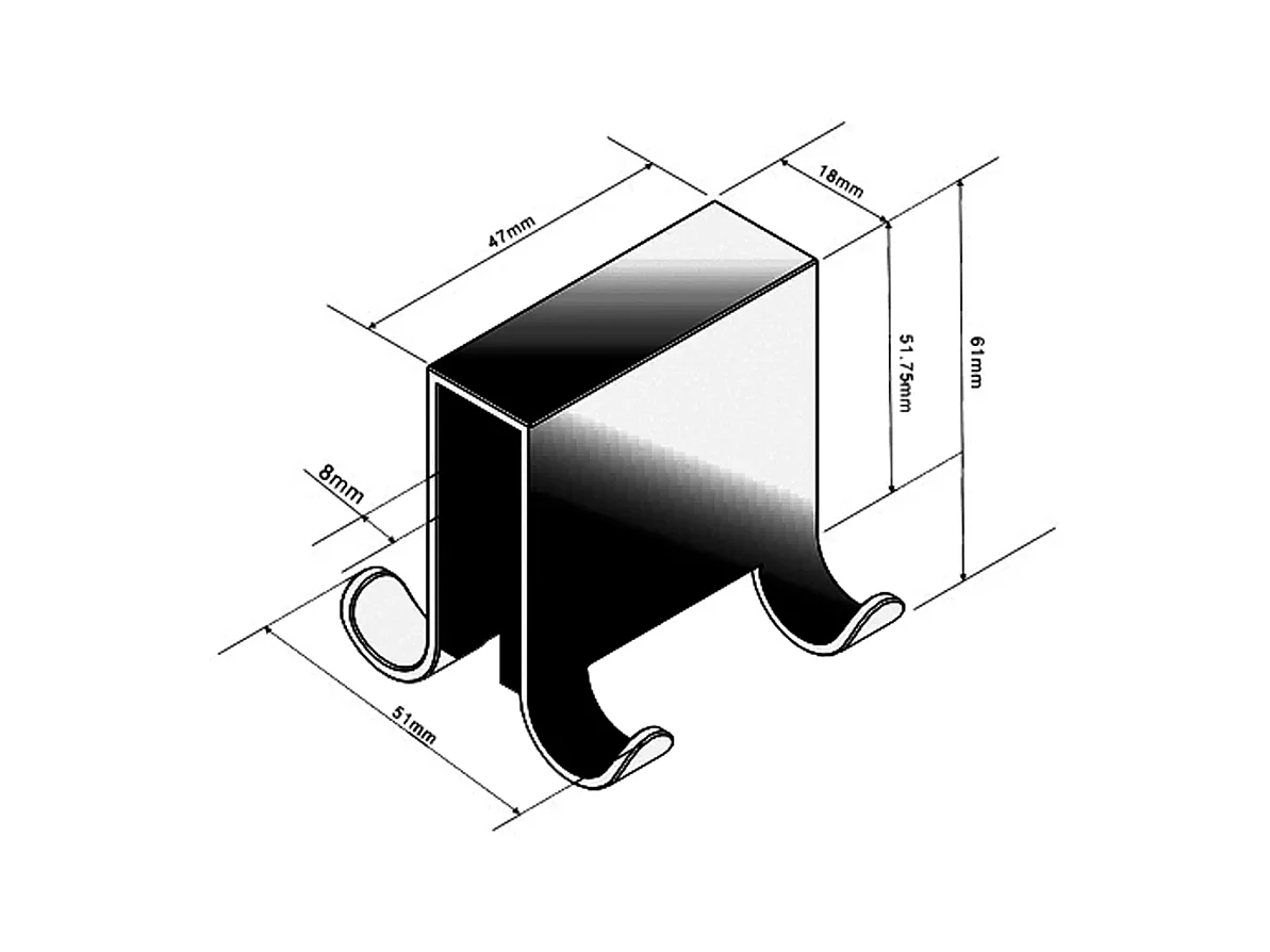 Crochets Doubles en Inox pour Paroi de Douche 8-10 mm - Fixation Sans Perçage, Style Moderne