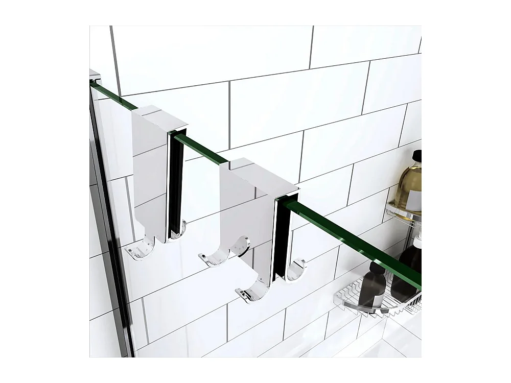 Crochets Doubles en Inox pour Paroi de Douche 8-10 mm - Fixation Sans Perçage, Style Moderne