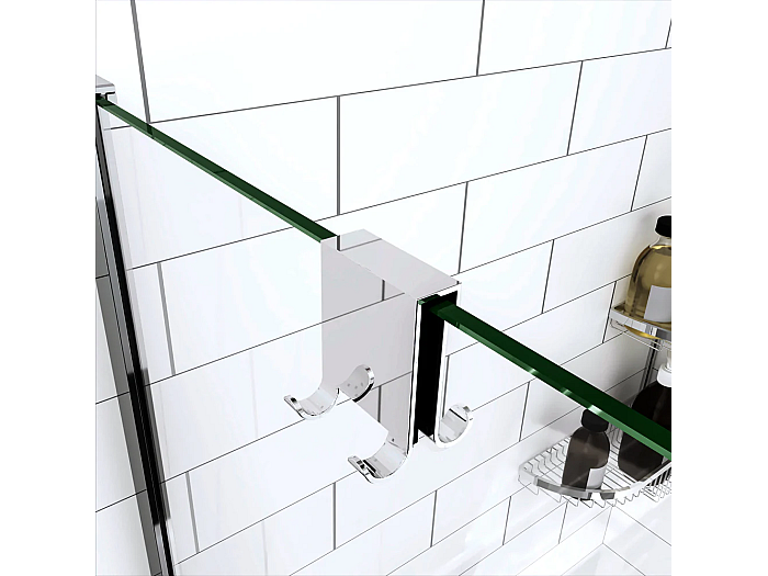 2 Crochets De Douche Sans Perçage - Pour Verre De 6 à 10 Mm D’Épaisseur, Protection Caoutchouc Anti-Rayures - Noir - 8