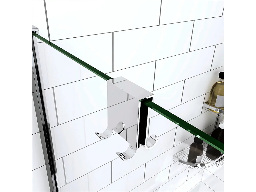 Crochets Doubles en Inox pour Paroi de Douche 8-10 mm - Fixation Sans Perçage, Style Moderne